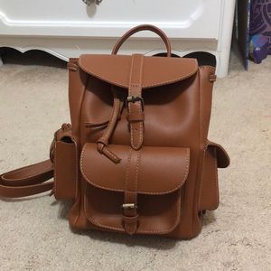 Brown pleather backpack